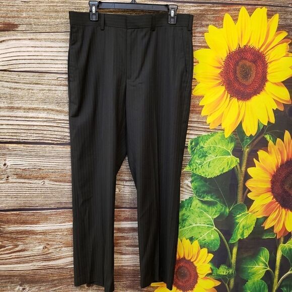 "Perry Ellis" Men's dress pants Size : 34/30 black/,gray pin stripes NWT - Picture 1 of 9
